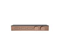 Gessi HI-FI, kit prêt à monter pour thermostat haute performance 3/4, commande par bouton-poussoir, tablette en verre de sécurité trempé noir, montage horizontal avec 3 sorties séparées, 63024708, 630
