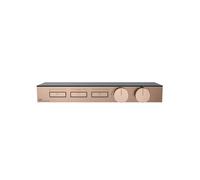 Gessi HI-FI, kit prêt à monter pour thermostat haute performance 3/4, commande par bouton-poussoir, tablette en verre de sécurité trempé noir, montage horizontal avec 3 sorties séparées, 63024030, 630