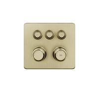 Gessi Hi-FI Set de finition thermostat avec commande par touches on/off, 3 voies, pluie et douchette, montage mural, 65234727, 65234727, Colorazione: Ottone spazzolato PVD