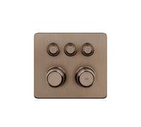 Gessi Hi-FI Set de finition thermostat avec commande par touches on/off, 3 voies, pluie et douchette, montage mural, 65234708, 65234708, Colorazione: Rame spazzolato PVD