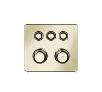 Gessi Hi-FI Set de finition thermostat avec commande par touches on/off, 3 voies, pluie et douchette, montage mural, 65234710, 65234710, Colorazione: Ottone PVD
