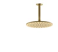 Gessi Inciso douche de tête anticalcaire D300 mm, avec articulation et bras de plafond, longueur personnalisable, 1/2 connexion, 58250727, 58250727, Colorazione: Ottone spazzolato PVD