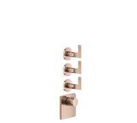 Gessi Inciso- Kit pré-assemblé pour thermostat encastré 3/4 haute performance, rosaces simples, montage vertical, 3 voies séparées, 58216030, 58216030, Colorazione: Rame PVD