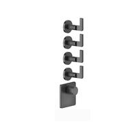 Gessi Inciso- Kit pré-assemblé pour thermostat encastré 3/4 haute performance, rosaces simples, montage vertical, 4 voies séparées, 58218299, 58218299, Colorazione: Nero XL