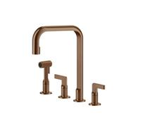 Gessi INCISO Monogetto Copper Brushed PVD - 58703#708 Miscelatore Lavello | Rame Spazzolato Pvd, Bocca monogetto fissa, Portata ridotta water saving
