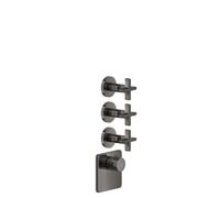 Gessi Inciso Wellness Set de montage final pour thermostat encastré 3/4 haut débit, montage vertical, 3 voies séparées, 58346706, 58346706, Colorazione: Metallo nero PVD