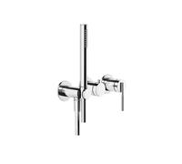 Gessi Ingranaggio kit prêt à lemploi mélangeur monocommande douche/baignoire, rosaces rondes pour corps caché, 63545707, 63545707, Colorazione: Metallo nero spazzolato PVD