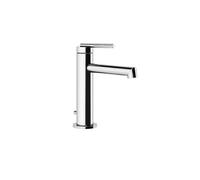 Gessi Ingranaggio mélangeur monocommande de lavabo, avec vidage 1 1/4, saillie 128mm, 63501149, 63501149, Colorazione: Ottica Finox