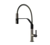 Gessi MESH Semiprofessionale Finox Brushed Nickel / Matte Black - 60005#599 Miscelatore Lavello | Acciaio spazzolato, Canna girevole, Altezza 300 mm