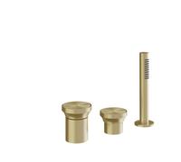 Gessi Origini robinetterie de baignoire à 3 trous, avec inverseur, flexible, douchette, 2 voies, montage sur bord de baignoire, 66043727, 66043727, Colorazione: Ottone spazzolato PVD