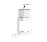 Gessi Rettangolo Accessoires Combinaison avec distributeur de savon blanc et porte-serviettes, montage mural, 20879149, 20879149, Colorazione: Ottica Finox