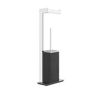 Gessi Rettangolo accessoires stand combinaison porte-rouleau de papier et ensemble de brosse de toilette, récipient noir, 20934707, 20934707, Colorazione: Metallo nero spazzolato PVD