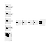 Gessi Rettangolo, ensemble prêt à monter avec 4 voies séparées, rosettes simples, 43218707, 43218707, Colorazione: Metallo nero spazzolato PVD