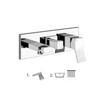 Gessi Rettangolo K, kit prêt à poser pour mitigeur monocommande de douche, inverseur 2 voies, coude de raccordement mural direct avec support, 735, 53140030, 53140030, Colorazione: Rame PVD