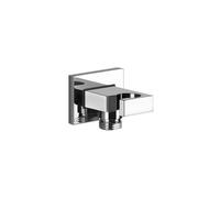 Gessi Rettangolo raccord mural coude 1/2 avec support pour douchette, sécurité intrinsèque, 20164149, 20164149, Colorazione: Ottica Finox