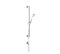 Gessi Rilievo, ensemble barre de douche, avec douchette à main anticalcaire à 1 jet, flexible de douche 1,50 m et raccord mural coudé 1/2, 59242706, 59242706, Colorazione: Metallo nero PVD