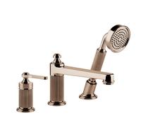 Gessi Venti20 robinetterie de baignoire à 3 trous, avec bec, inverseur, flexible et douchette, 2 voies, saillie 189mm, montage sur bord de baignoire, 65037030, 65037030, Colorazione: Rame PVD