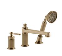 Gessi Venti20 robinetterie de baignoire à 3 trous, avec bec, inverseur, flexible et douchette, 2 voies, saillie 189mm, montage sur bord de baignoire, 65037726, 65037726, Colorazione: Bronzo caldo spaz