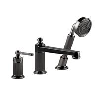 Gessi Venti20 robinetterie de baignoire à 3 trous, avec bec, inverseur, flexible et douchette, 2 voies, saillie 189mm, montage sur bord de baignoire, 65037706, 65037706, Colorazione: Metallo nero PVD