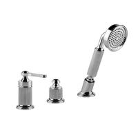 Gessi Venti20 robinetterie de baignoire à 3 trous, avec inverseur, flexible et douchette, 2 voies, pour bec de baignoire séparé, montage sur bord de baignoire, 65043031, 65043031, Colorazione: cromo