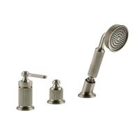 Gessi Venti20 robinetterie de baignoire à 3 trous, avec inverseur, flexible et douchette, 2 voies, pour bec de baignoire séparé, montage sur bord de baignoire, 65043149, 65043149, Colorazione: Ottica 