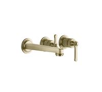 Gessi Venti20 Set de finition Mitigeur monocommandé pour bain, avec bec, cartouche de déviation à 2 voies, saillie 209mm, montage mural, 65042727, 65042727, Colorazione: Ottone spazzolato PVD