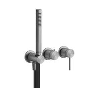 Gessi316 kit prêt à lemploi mitigeur monocommande pour douche ou baignoire à encastrer, cartouche dinversion 2 voies, rosaces simples, 54039239, 54039239, Colorazione: Acciaio inossidabile spazzolato