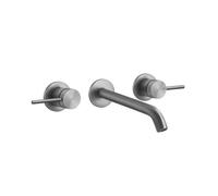 Gessi316 Meccanica set de montage de finition, pour mitigeur de lavabo mural à 2 mains, bec fixe, bec 200-180 mm, sans set de vidange, 54294727, 54294727, Colorazione: Ottone spazzolato PVD