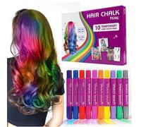 Gesso per capelli, penne da colore per capelli temporanee a 10 colori, segnali da colorare di capelli lavabili, facile da applicare e rimuovere, sicuro per bambini adulti adulti (A)