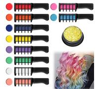 Gesso per Capelli per Ragazze, 10 Colori Capelli Temporanea Gesso Colore Set, Pettine Lavabile di Gesso Temporaneo, Per Capelli Ragazza, Ideale per Costumi, Carnevale, Feste, Festival