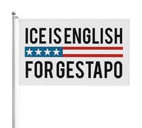 Gestapo IceIce è inglese per Gestapo Bandiera 3x5 piedi Stampa fronte-retro Grande stendardo esterno, doppie cuciture Bandiere da appendere per esterni Forniture per feste di Natale, Decorazione inter