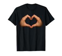 Gesto d'amore con le mani a forma di cuore su una maglietta in stile minimalista Maglietta