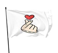 Gesto della mano d'amore Bandiera da giardino 3x5 FT Dito coreano Cuore Ti amo Hangul Simbolo Mano Cuore Segno Poliestere Cortile Bandiere Casa Patio Prato Banner di auguri per interni ed esterni