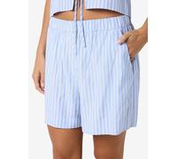 Gestreifte Freizeit Shorts elastischer Bund Logo Patch