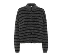 Gestuz - Cardigan Corto a Righe Carbone Nero - - Knitwear - Donna - Grigio - M