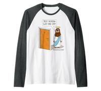 Gesù alla porta, Apocalisse 3:20, chiesa cristiana Maglia con Maniche Raglan