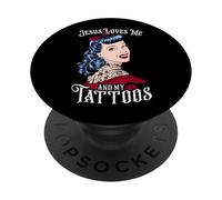 Gesù ama me e i miei tatuaggi Ragazza pop art vintage tatuata PopSockets PopGrip Adesivo