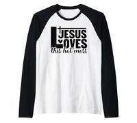 Gesù AMA Questo Caldo Cristo Cristiano Dio Croce Uomini & Donne Maglia con Maniche Raglan