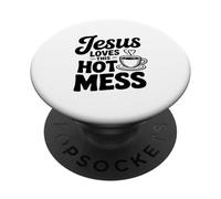 Gesù ama questo caldo pasticcio divertente umorismo cristiano PopSockets PopGrip Adesivo