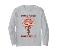 Gesù Amore Fede Rosa Spina Simbolo Religioso Cristiano Maglia a Manica
