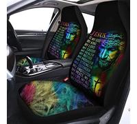 Gesù Arcobaleno È Il Mio Dio, Il Mio Re, Il Mio Signore, Il Mio Salvatore Set di 2 Coprisedile Decorativi per Car Elastico Coprisedili Auto Anteriore Coprisedili per Sedili Anteriori Universale