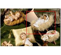 GESU BAMBINO GIGANTE Cm.21x12 h.15 con MANGIATOIA LEGNO e PAGLIA PRESEPE NATALE