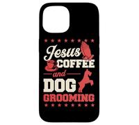 Gesù Caffè E Cane Grooming Divertente Christian Dog Groomer Custodia per iPhone 15