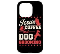 Gesù Caffè E Cane Grooming Divertente Christian Dog Groomer Custodia per iPhone 15 Pro