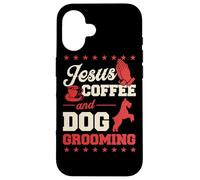 Gesù Caffè E Cane Grooming Divertente Christian Dog Groomer Custodia per iPhone 16