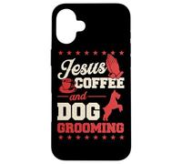 Gesù Caffè E Cane Grooming Divertente Christian Dog Groomer Custodia per iPhone 16 Plus