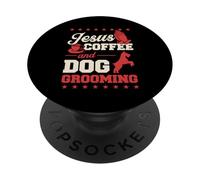 Gesù Caffè E Cane Grooming Divertente Christian Dog Groomer PopSockets PopGrip Adesivo