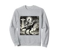 Gesù Cavalcando Dinosauro, UFO, Divertente, Grafica Fredda, Pazzo Felpa