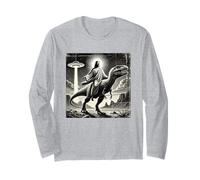 Gesù Cavalcando Dinosauro, UFO, Divertente, Grafica Fredda, Pazzo Maglia a Manica