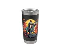 Gesù cavalcando nello spazio T-Rex Dinosaur Meme Sci-Fi Believers Bicchiere termico in acciaio inox doppia parete